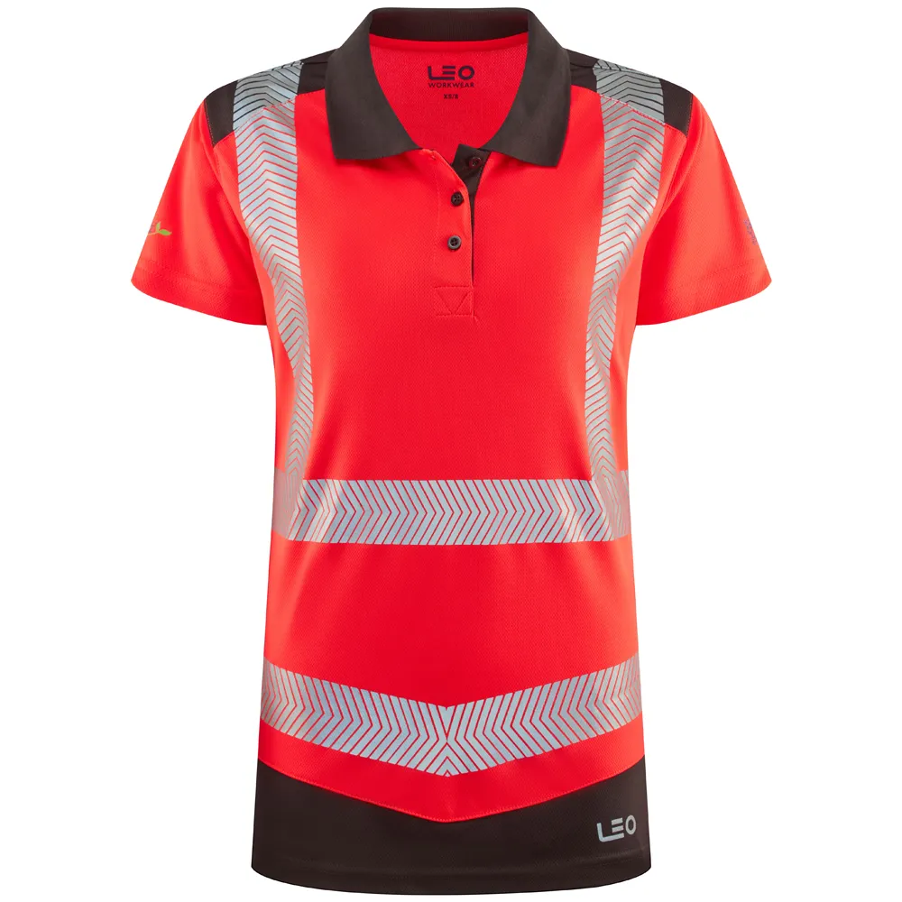 ELMSCOTT Leo EcoViz Performance+ Womens Dual Colour Polo Sh — HV RED/GREY